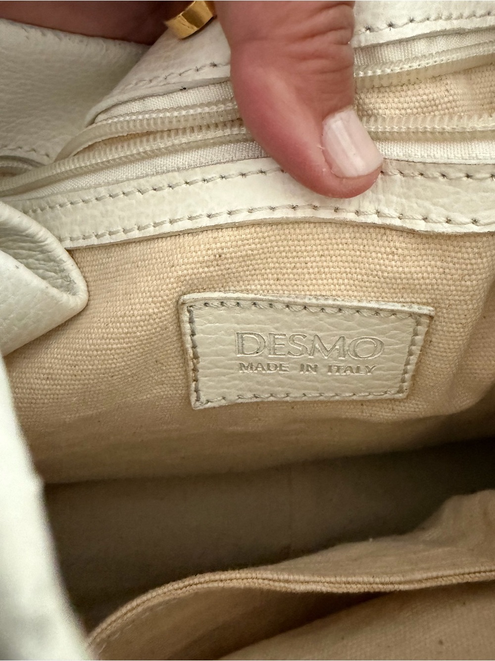 DESMO White Leather Tote - Italian-Made Everyday Tote